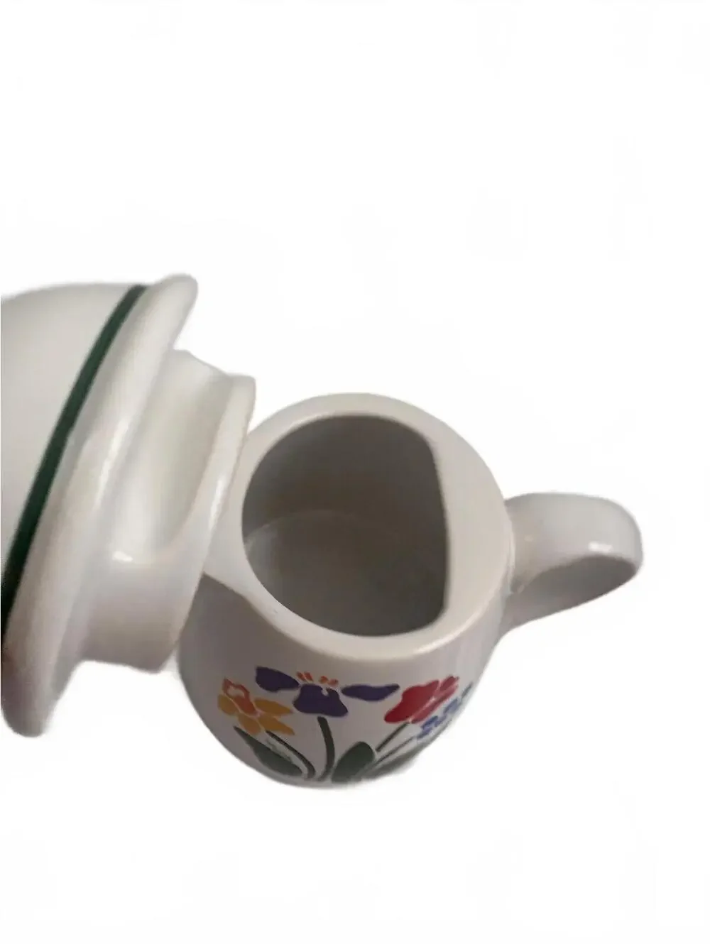 Nina |‎ Vintage Bright Flower Ceramic Teapot w Lid White Red Purple Orange